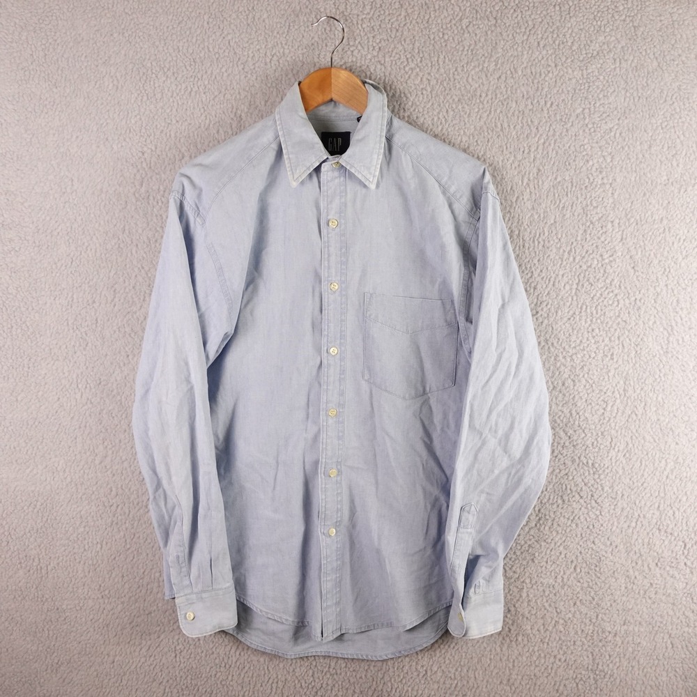 Vintage Gap Mens Small Light Blue Long Sleeve Denim Button Down Cotton Shirt
